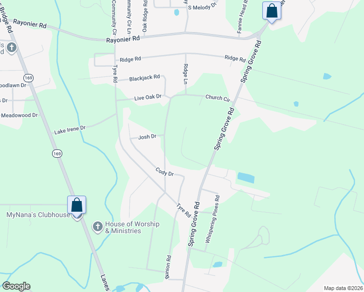 map of restaurants, bars, coffee shops, grocery stores, and more near 225 Church Circle in Jesup