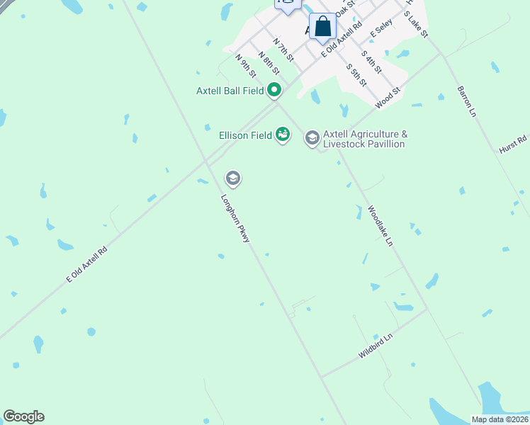 map of restaurants, bars, coffee shops, grocery stores, and more near 1178 Longhorn Parkway in Axtell