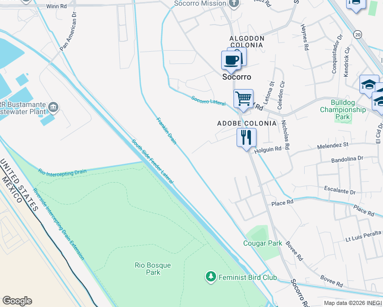 map of restaurants, bars, coffee shops, grocery stores, and more near 699 Keagle Road in Socorro
