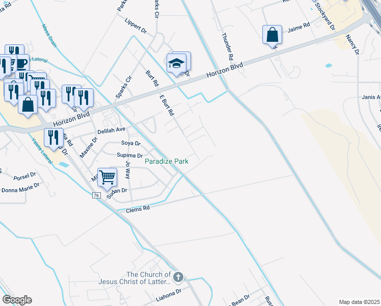 map of restaurants, bars, coffee shops, grocery stores, and more near 10968 East Burt Road in Socorro