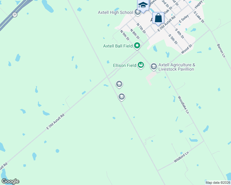 map of restaurants, bars, coffee shops, grocery stores, and more near 1178-1232 Farm to Market Road 1330 in Axtell