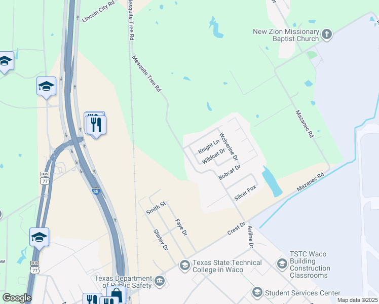 map of restaurants, bars, coffee shops, grocery stores, and more near 202 Wildcat Drive in Lacy Lakeview
