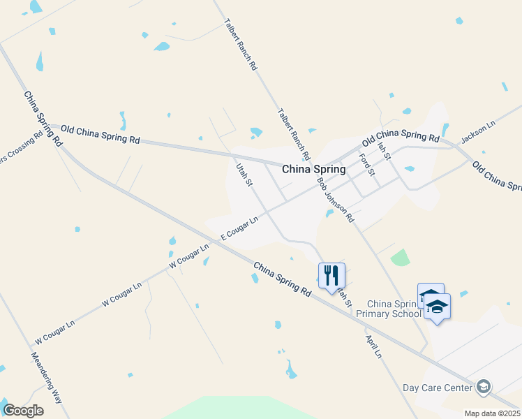 map of restaurants, bars, coffee shops, grocery stores, and more near 657 Utah Street in China Spring