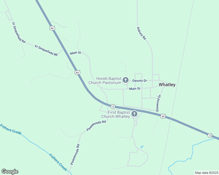 map of restaurants, bars, coffee shops, grocery stores, and more near 547 Main Street in Whatley