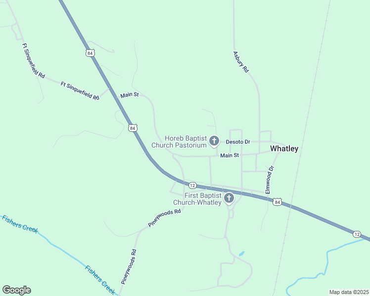map of restaurants, bars, coffee shops, grocery stores, and more near 547 Main Street in Whatley