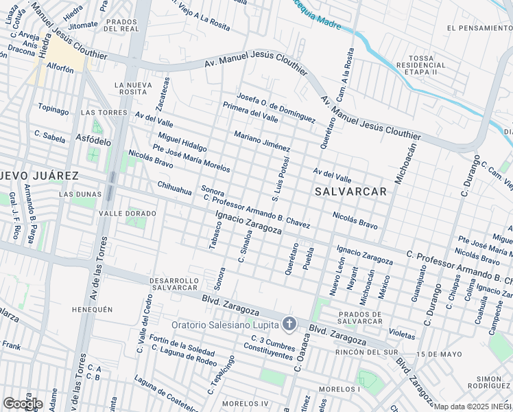 map of restaurants, bars, coffee shops, grocery stores, and more near 642 F. Gamboa in Ciudad Juárez