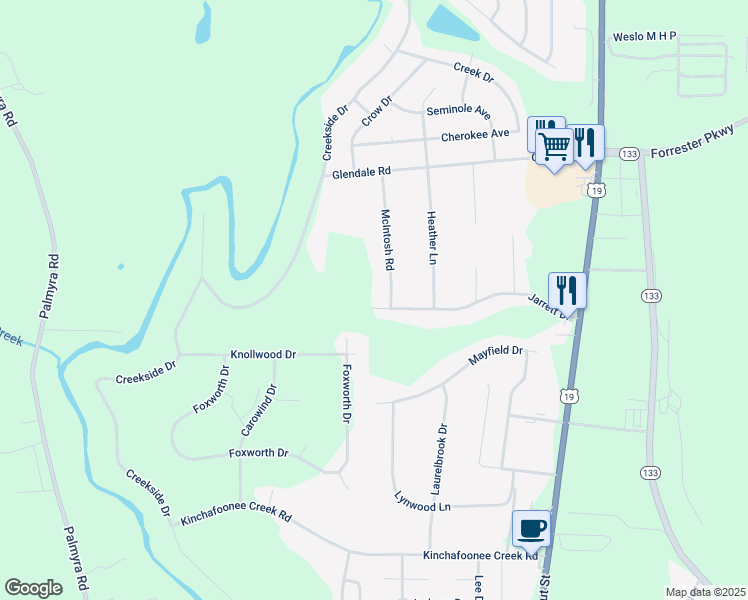 map of restaurants, bars, coffee shops, grocery stores, and more near 212 Jarrett Drive in Leesburg