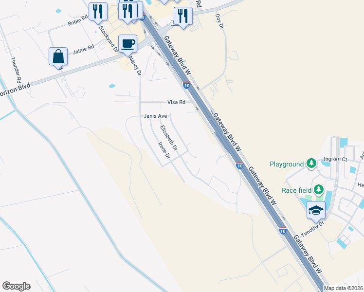map of restaurants, bars, coffee shops, grocery stores, and more near 11528 Claudia Drive in Socorro