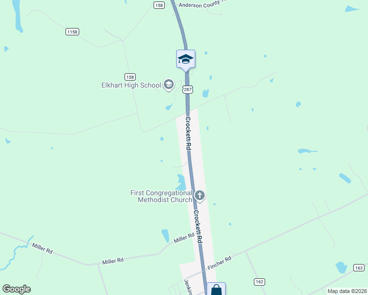 map of restaurants, bars, coffee shops, grocery stores, and more near 351 Texas 19 in Elkhart