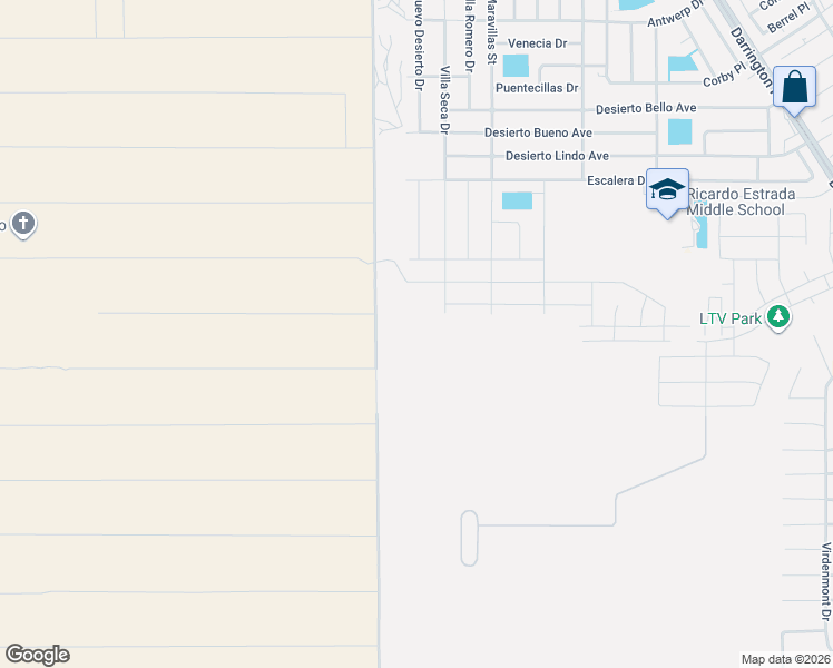 map of restaurants, bars, coffee shops, grocery stores, and more near Villa Seca Drive in Horizon City