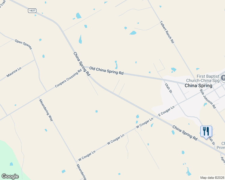 map of restaurants, bars, coffee shops, grocery stores, and more near 125 Burkhart Lane in China Spring