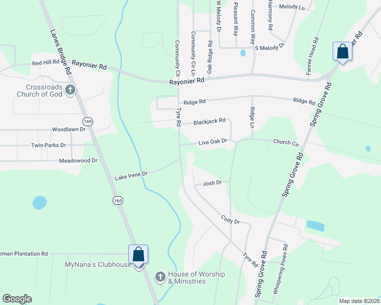 map of restaurants, bars, coffee shops, grocery stores, and more near 229 Live Oak Drive in Jesup
