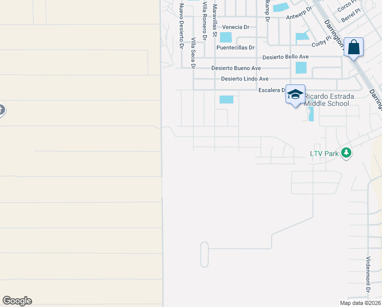 map of restaurants, bars, coffee shops, grocery stores, and more near Villa Seca Drive in Horizon City
