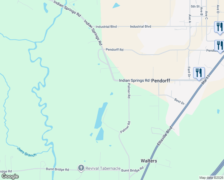 map of restaurants, bars, coffee shops, grocery stores, and more near 3618-3624 Indian Springs Road in Laurel