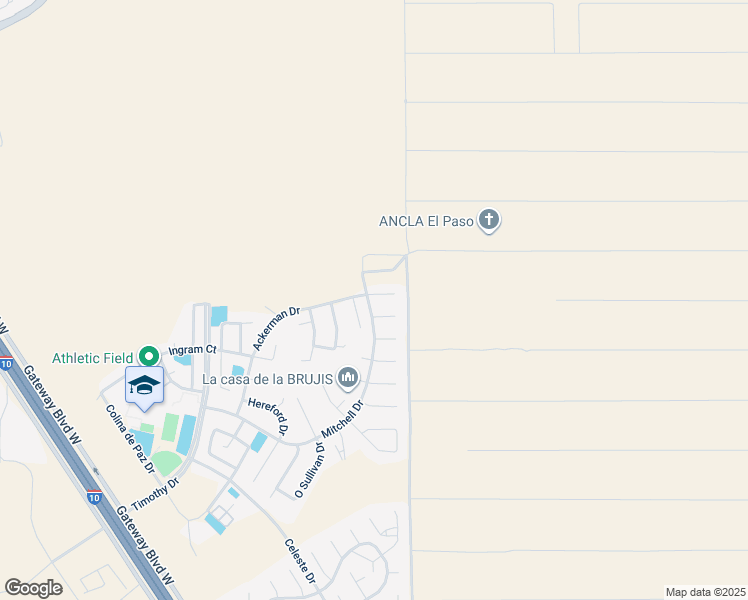 map of restaurants, bars, coffee shops, grocery stores, and more near 13558 Hibiscus Court in El Paso