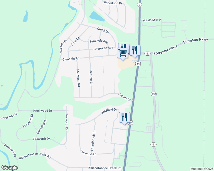 map of restaurants, bars, coffee shops, grocery stores, and more near 114 Dundee Court in Leesburg