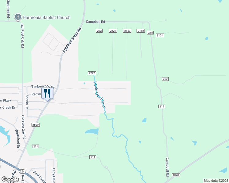 map of restaurants, bars, coffee shops, grocery stores, and more near 4412 Belle Pointe Drive in Nacogdoches