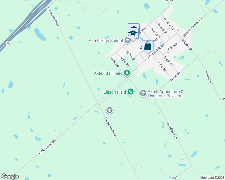 map of restaurants, bars, coffee shops, grocery stores, and more near 4081 East Old Axtell Road in Axtell
