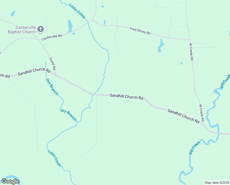 map of restaurants, bars, coffee shops, grocery stores, and more near Sandhill Church Road in Soso