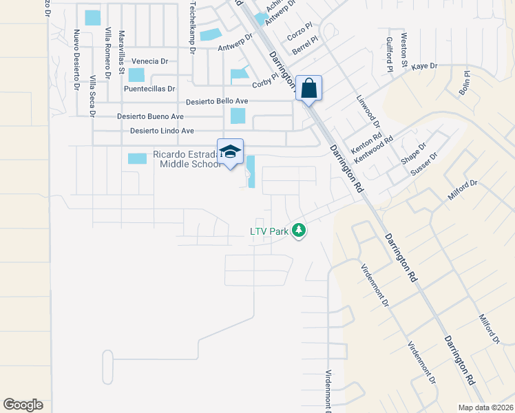 map of restaurants, bars, coffee shops, grocery stores, and more near Ltv Road in Horizon City