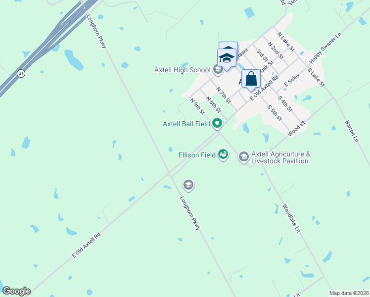 map of restaurants, bars, coffee shops, grocery stores, and more near 4081 E Old Axtell Rd in Axtell