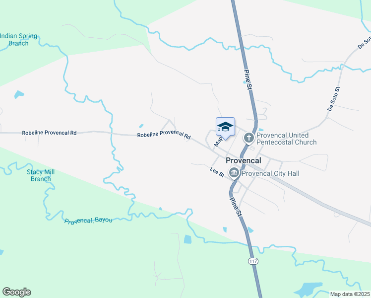 map of restaurants, bars, coffee shops, grocery stores, and more near Robeline Provencal Road in Robeline
