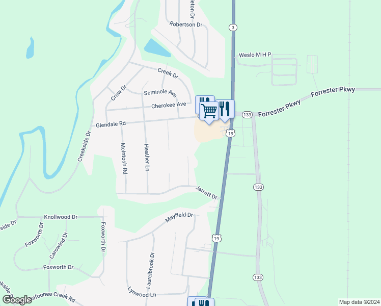 map of restaurants, bars, coffee shops, grocery stores, and more near 130 Highland Court in Leesburg