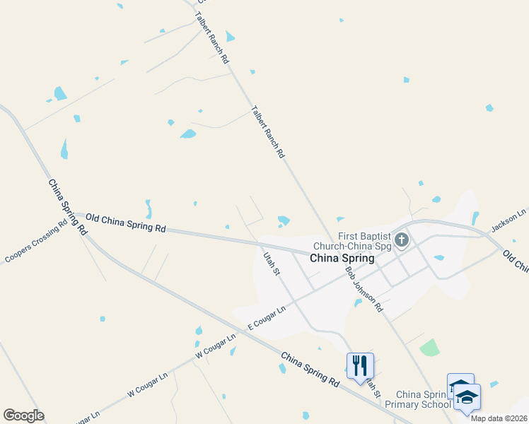 map of restaurants, bars, coffee shops, grocery stores, and more near 188 Laura Anne Loop in China Spring