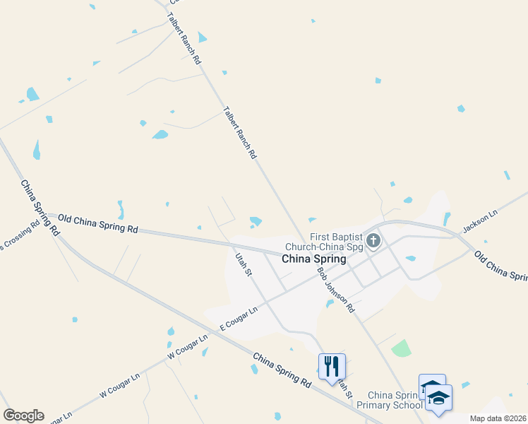 map of restaurants, bars, coffee shops, grocery stores, and more near 188 Laura Anne Loop in China Spring