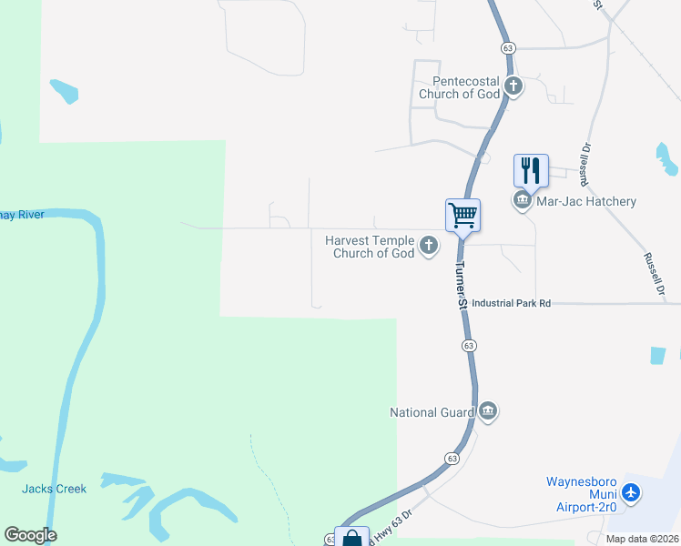 map of restaurants, bars, coffee shops, grocery stores, and more near 84 Pinkerton Road in Waynesboro