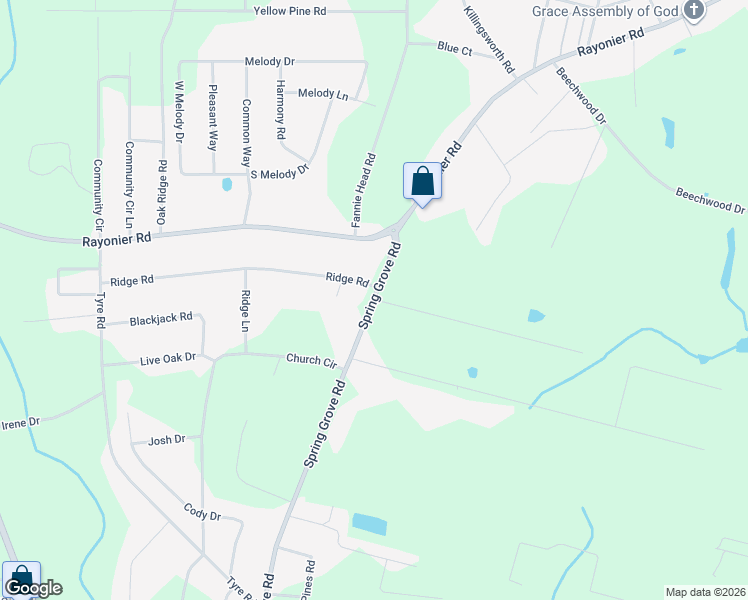 map of restaurants, bars, coffee shops, grocery stores, and more near 1984 Spring Grove Road in Jesup