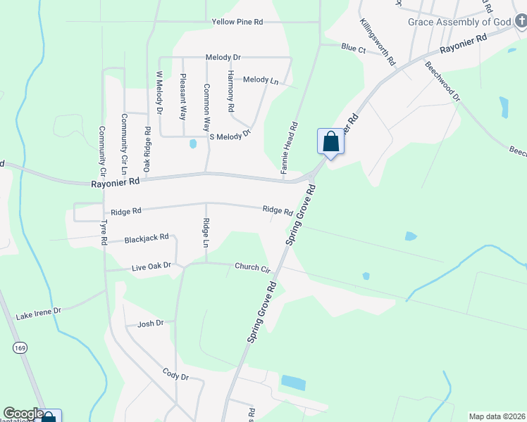 map of restaurants, bars, coffee shops, grocery stores, and more near 142 Ridge Road in Jesup