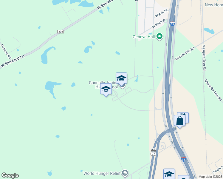 map of restaurants, bars, coffee shops, grocery stores, and more near Little Cadet Lane in Elm Mott