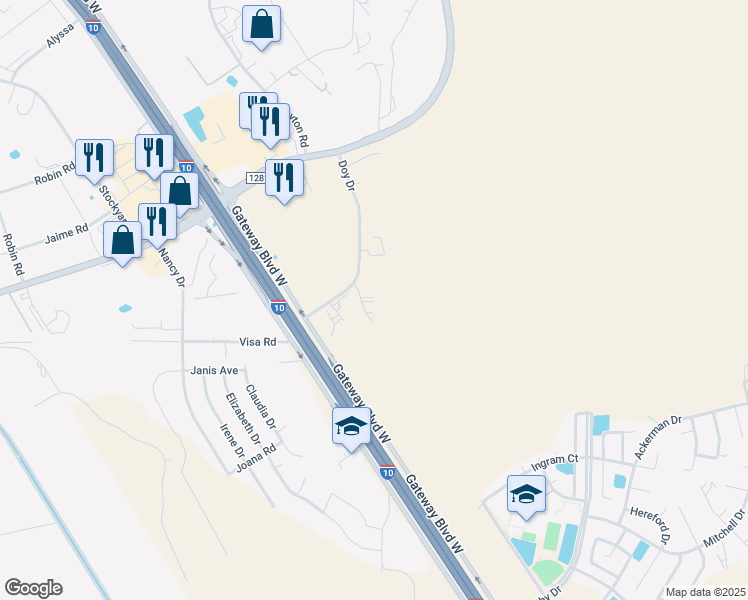 map of restaurants, bars, coffee shops, grocery stores, and more near 1240 Doy Drive in El Paso