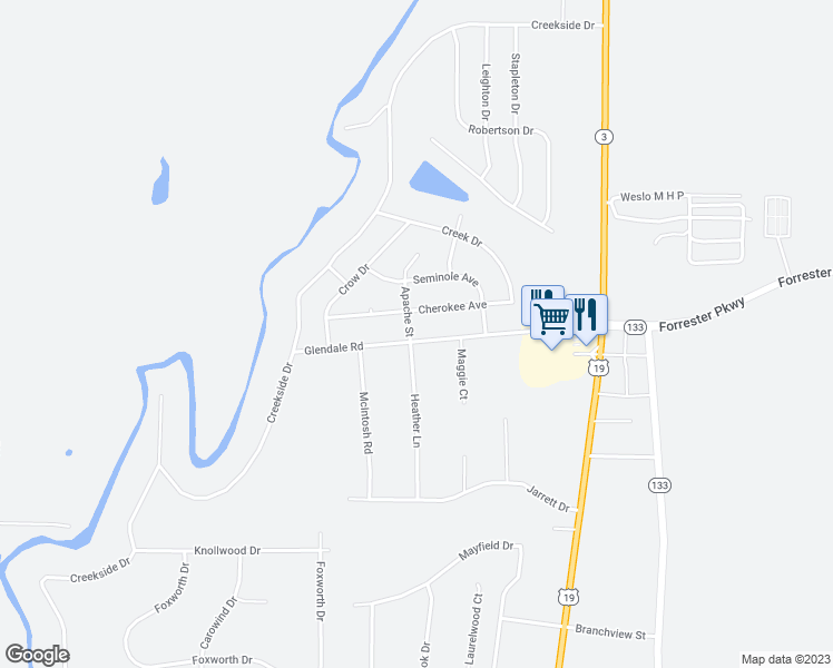 map of restaurants, bars, coffee shops, grocery stores, and more near 186 Glendale Road in Leesburg