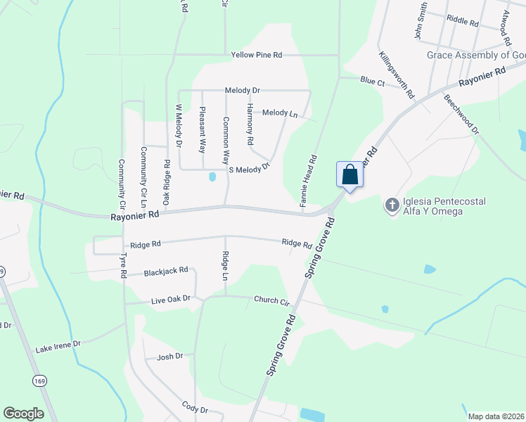 map of restaurants, bars, coffee shops, grocery stores, and more near 1031 Rayonier Road in Jesup