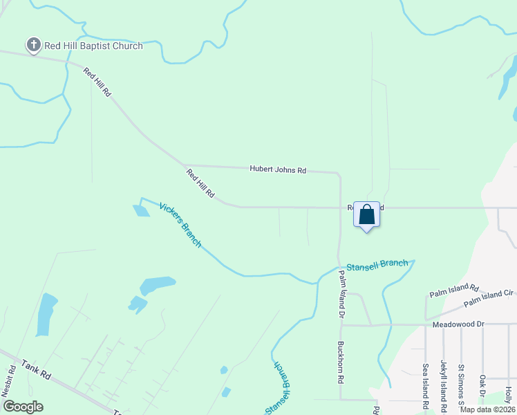 map of restaurants, bars, coffee shops, grocery stores, and more near 1455 Red Hill Road in Jesup