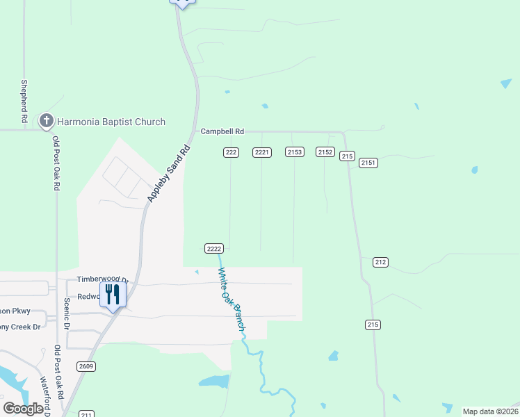 map of restaurants, bars, coffee shops, grocery stores, and more near 522 Fox Run Drive in Nacogdoches
