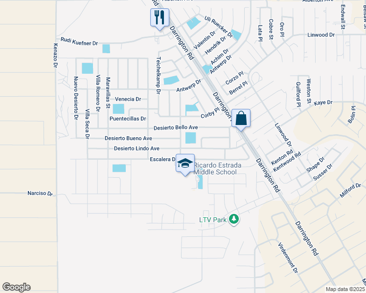 map of restaurants, bars, coffee shops, grocery stores, and more near 832 Bazareno Street in Horizon City