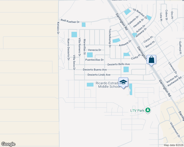 map of restaurants, bars, coffee shops, grocery stores, and more near 14325 Desierto Lindo Avenue in Horizon City