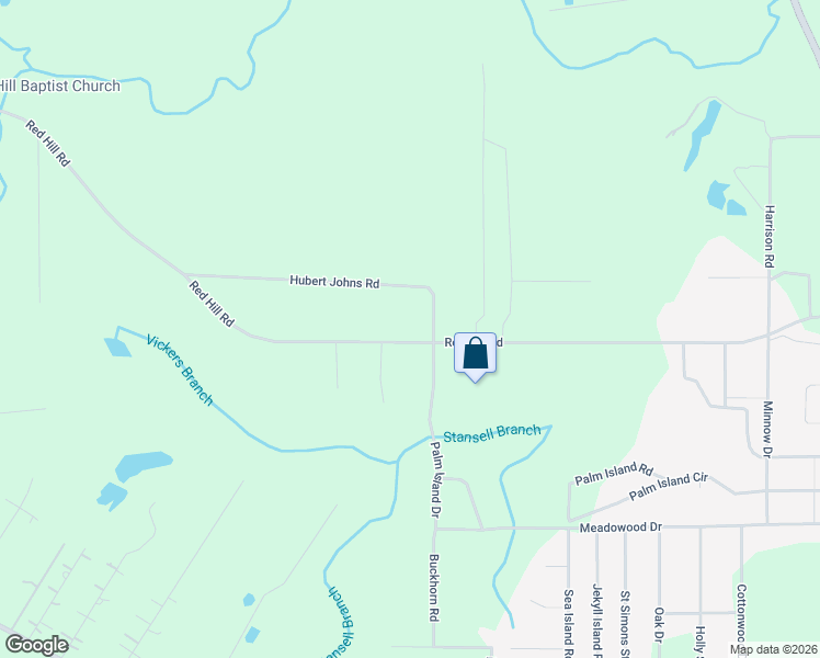 map of restaurants, bars, coffee shops, grocery stores, and more near 1170 Red Hill Road in Jesup
