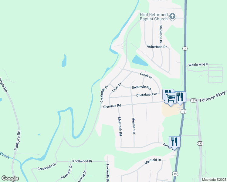 map of restaurants, bars, coffee shops, grocery stores, and more near 126 Crow Drive in Leesburg