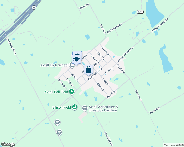 map of restaurants, bars, coffee shops, grocery stores, and more near 4593 East Old Axtell Road in Axtell