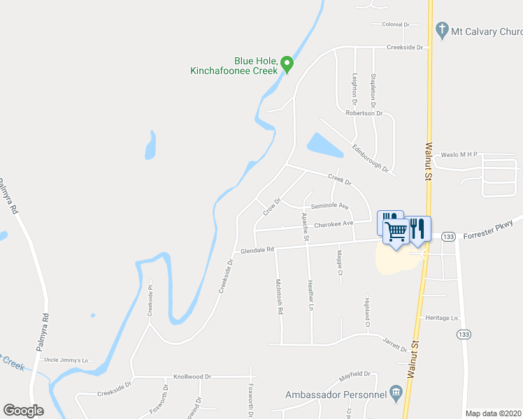 map of restaurants, bars, coffee shops, grocery stores, and more near 126 Crow Drive in Leesburg