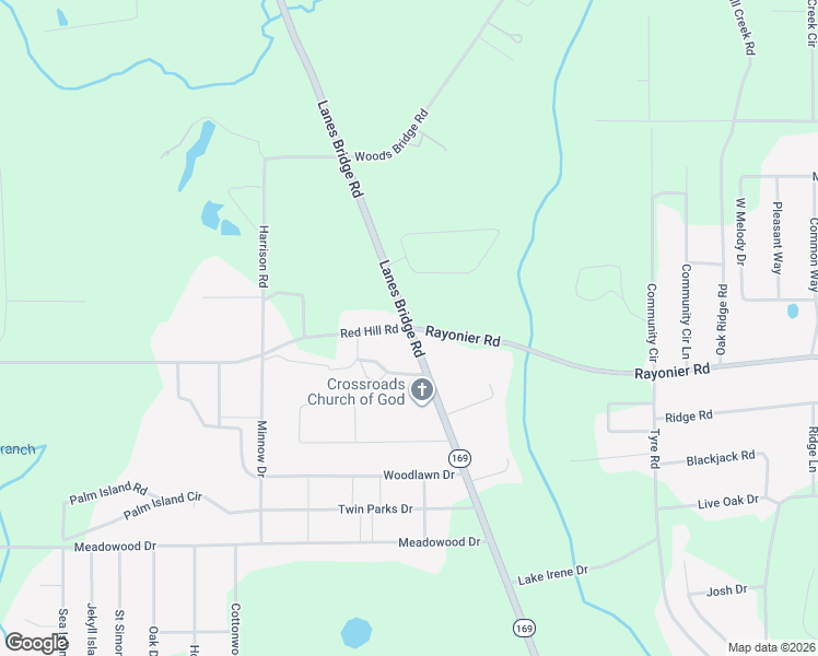 map of restaurants, bars, coffee shops, grocery stores, and more near 3134 Lanes Bridge Road in Jesup