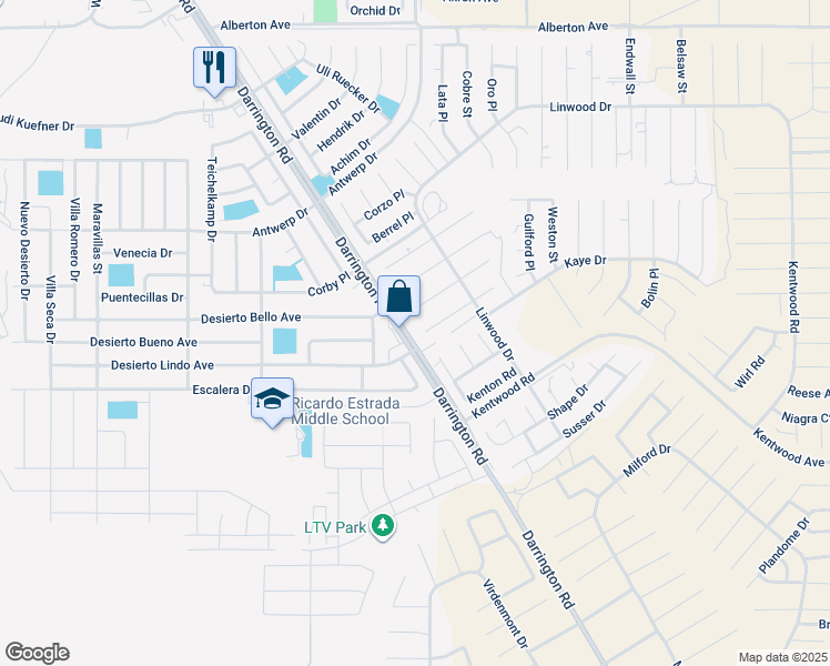 map of restaurants, bars, coffee shops, grocery stores, and more near 14601 Portage Place in El Paso