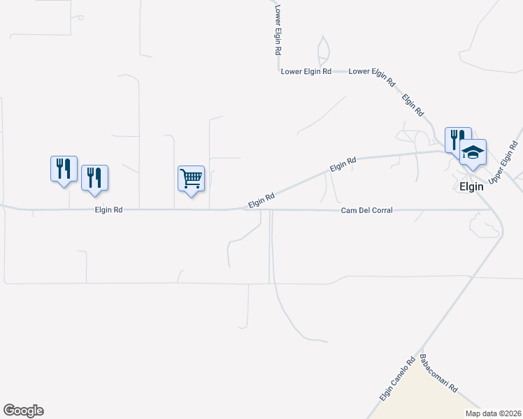 map of restaurants, bars, coffee shops, grocery stores, and more near 11 Camino Del Corral in Elgin