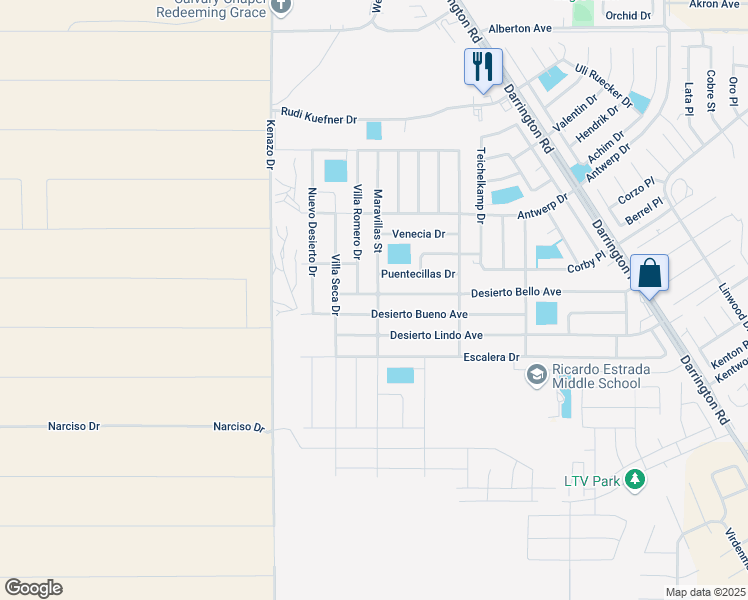 map of restaurants, bars, coffee shops, grocery stores, and more near 769 Maravillas Street in Horizon City