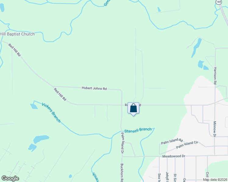 map of restaurants, bars, coffee shops, grocery stores, and more near 253 Hubert Johns Road in Jesup