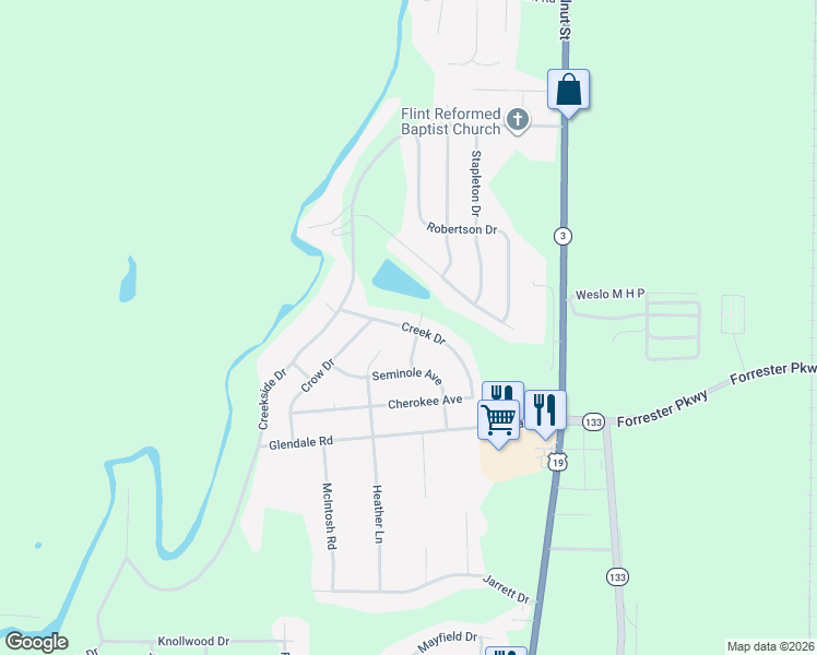 map of restaurants, bars, coffee shops, grocery stores, and more near 162 Creek Drive in Leesburg